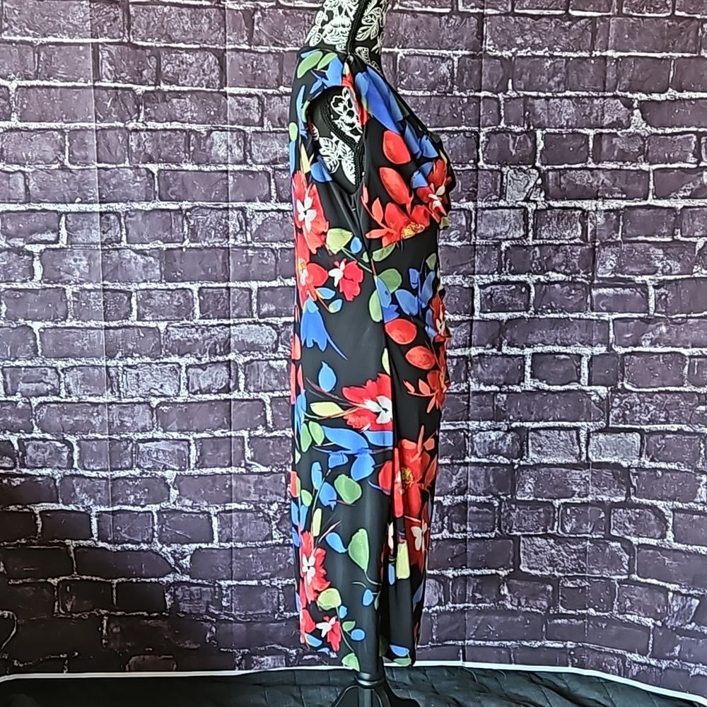 Lauren by Ralph Lauren Draped Neck Rouched Waist Midi Sleeveless Dress size 16 - Picture 2 of 8